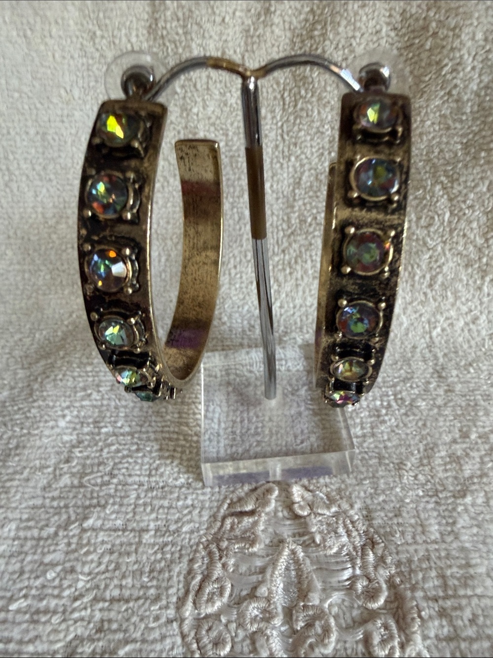 Aurora Crystal Hoop Earrings - Iridescent Stones